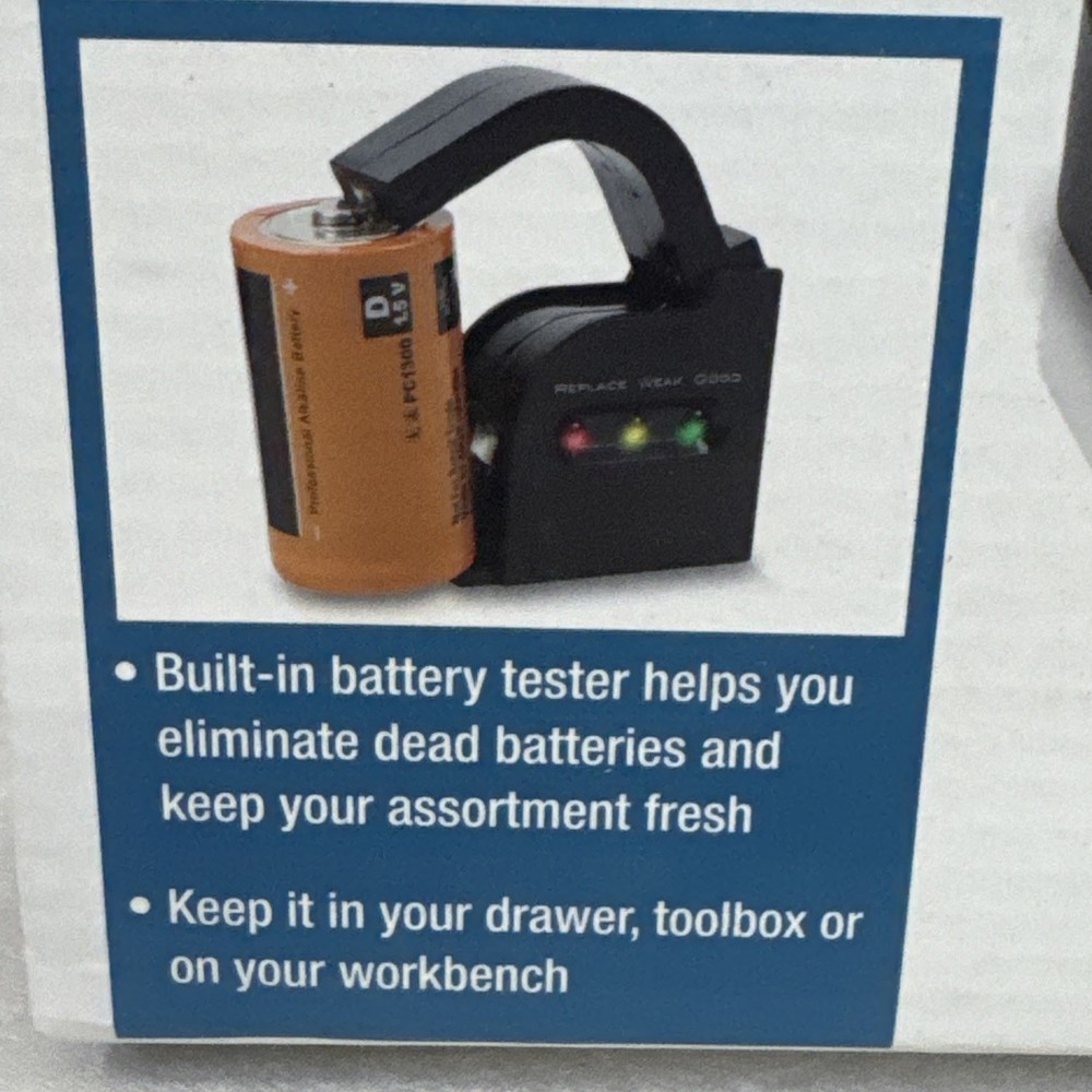 Home Battery Organizer and Tester Brookstone New/Sealed