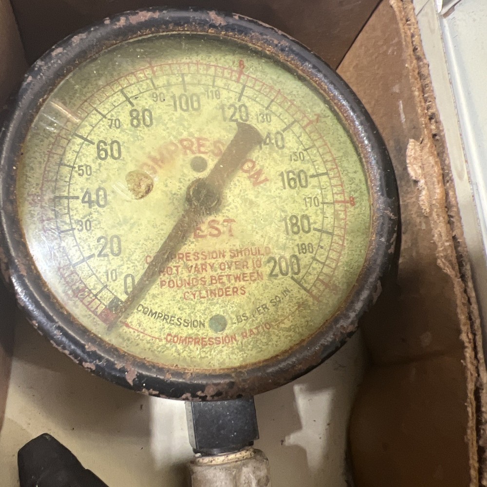 Vintage Compression Tester With Metal Box And Accessories