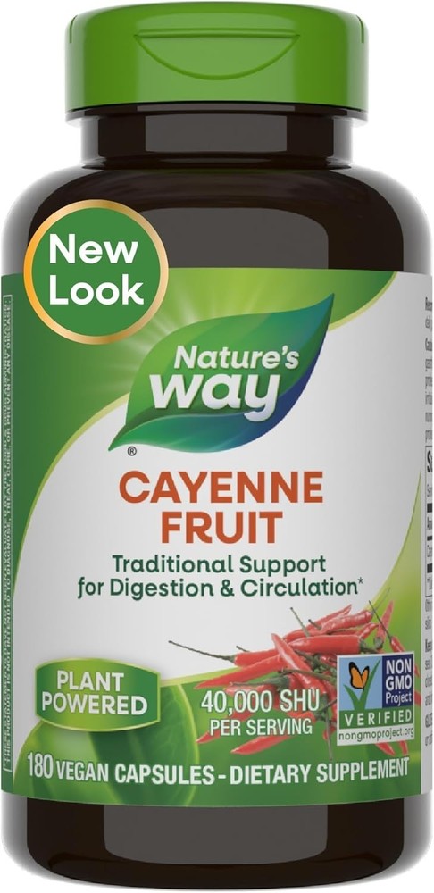 Cayenne Pepper Capsules - 450mg Digestive & Circulation Support, 180 Caps