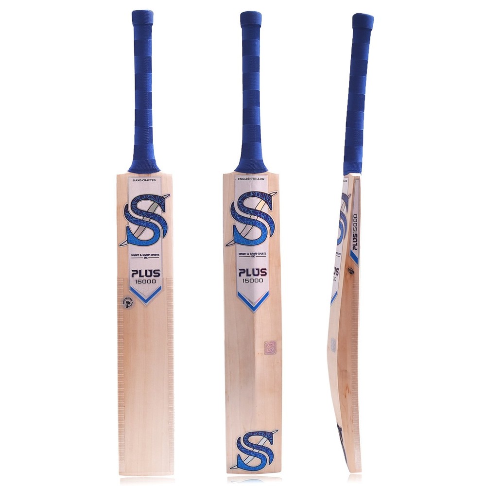 Smart & Sharp Plus 15,000 Cricket Bat, English Willow, Full Size, Blue Handle wi