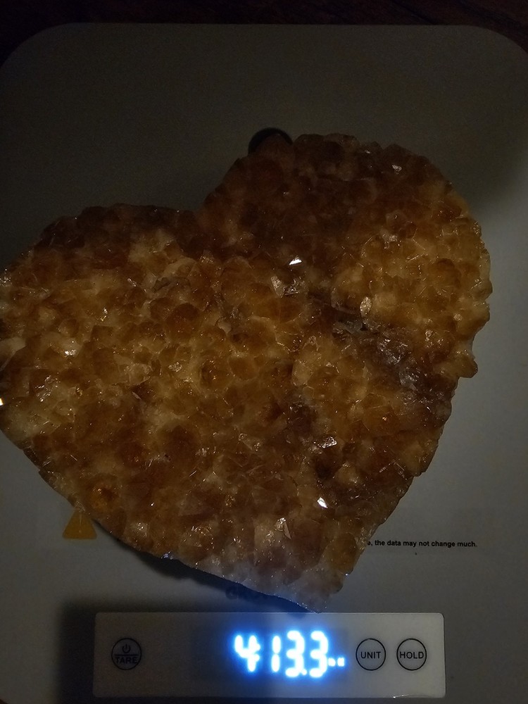 Large Heart-Shaped Citrine Crystal Geode 4lbs 13.3oz