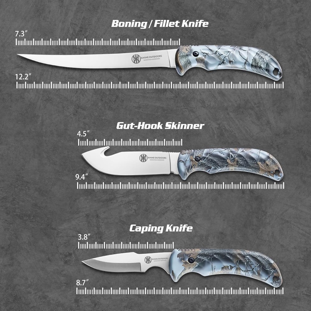 Hunting Deer Knife Set Field Dressing Kit Portable Game Processor Set, Blue Hand