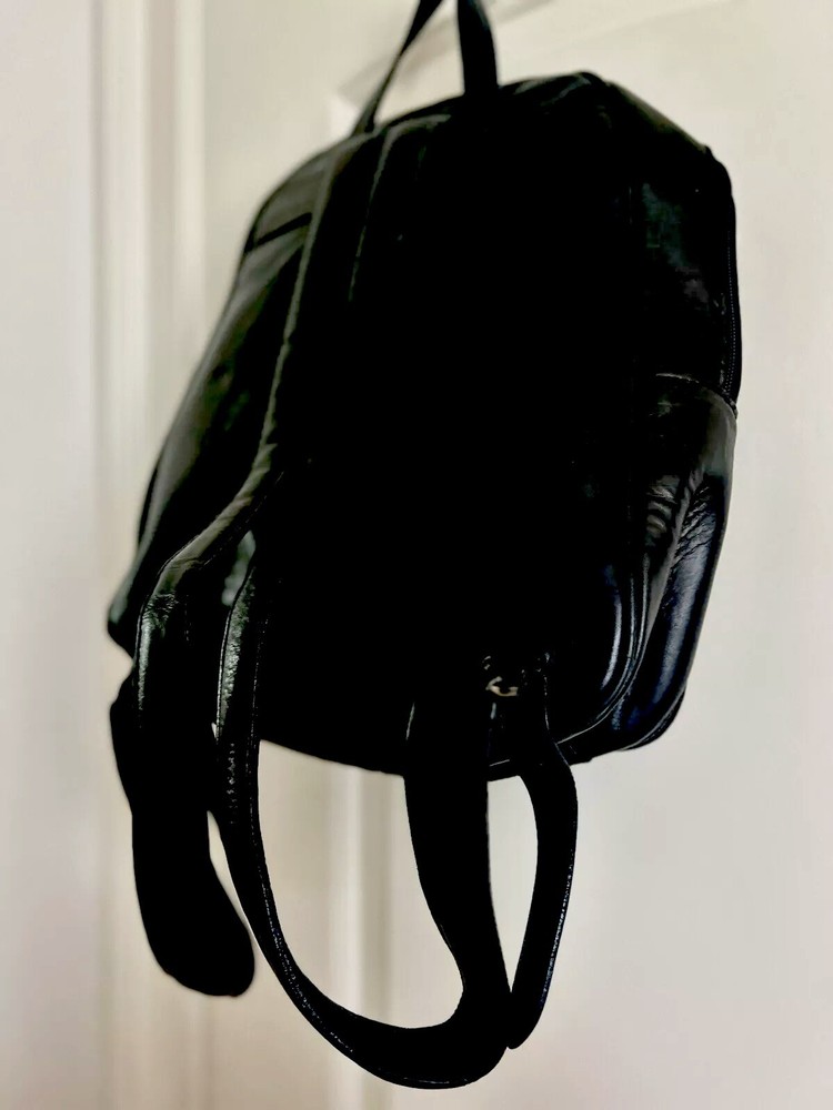 LEATHER SADDLE BACKPACK Black Vintage M. London BEAUTIFUL quality & Condition