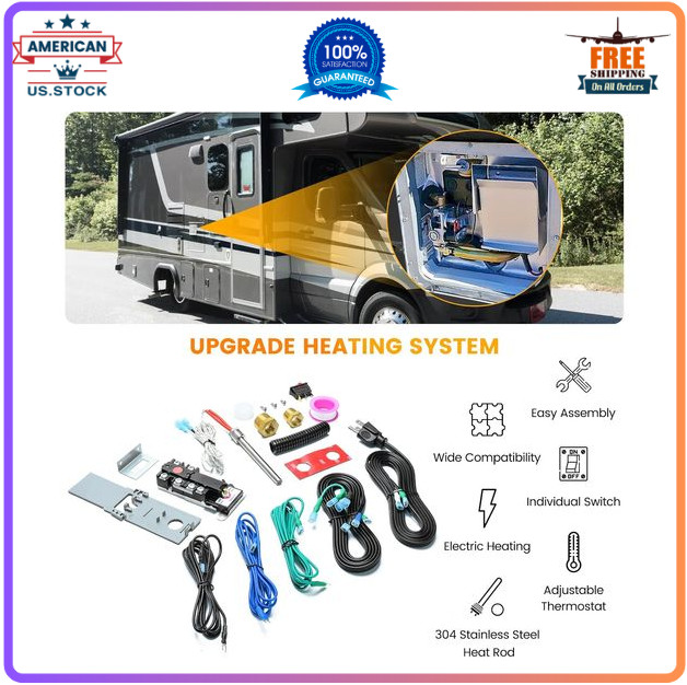 RV Electric Water Hybrid Heater Kits, Converts RV LP Gas Water Heater to 120V El