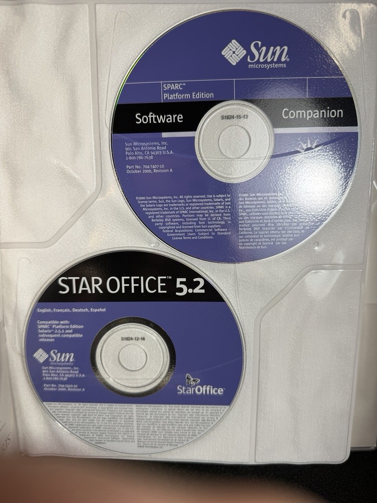 SUN Microsystem Solaris 8 SPARC Platform Edition Manuals Software Bonus CD’s