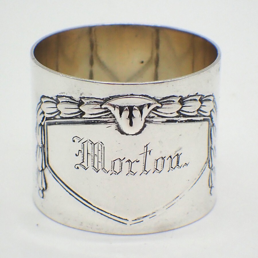 German Napkin Ring 800 Silver Inscribed Morton