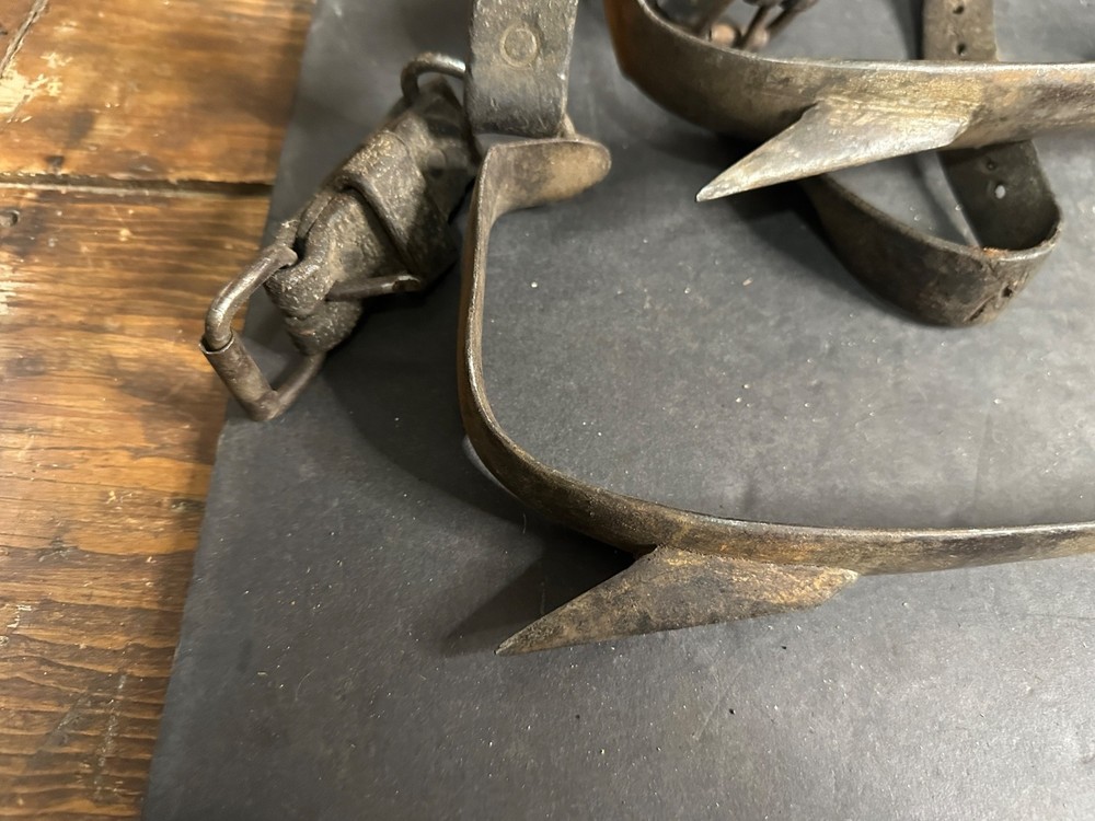 Vintage Set Bashlin Pole Climber Gaffes, Bashlin Leathers, Spikes