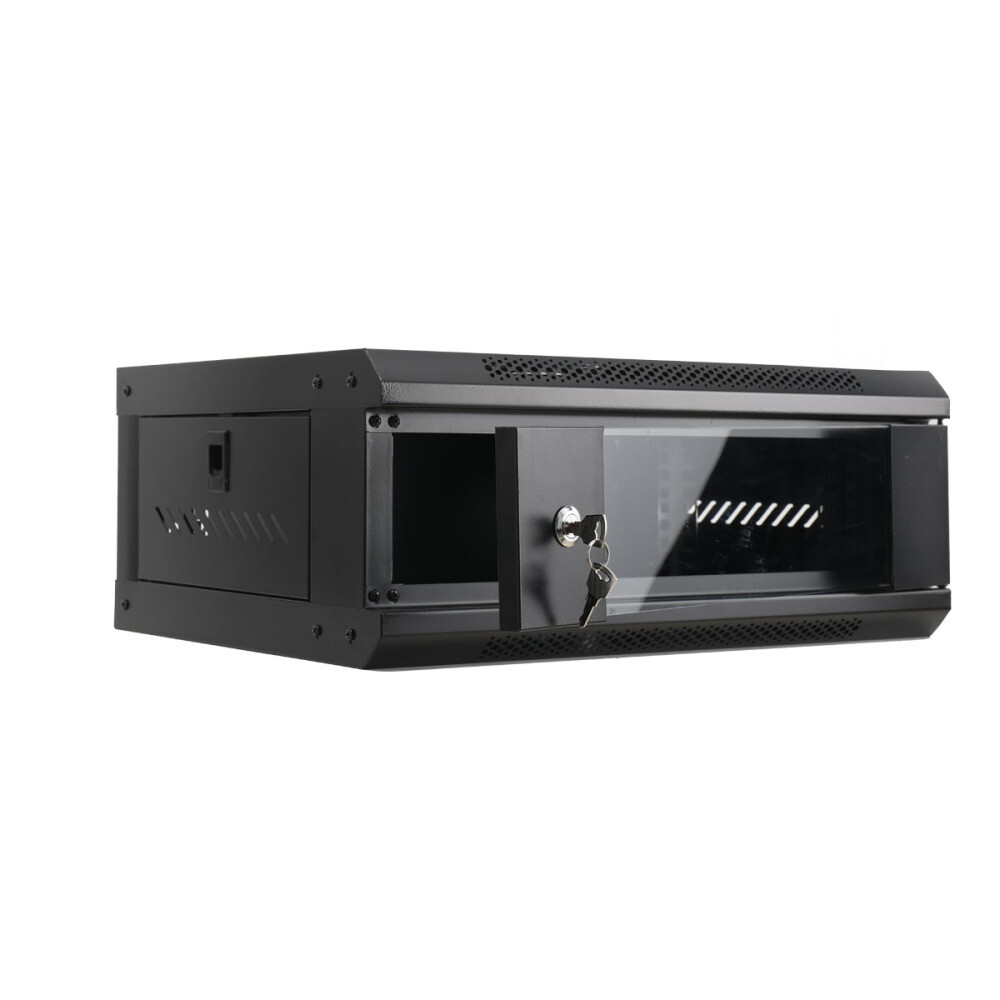 4U Server Rack Enclosure Server Cabinet Wall Mount with Glass Locking Door 2Keys