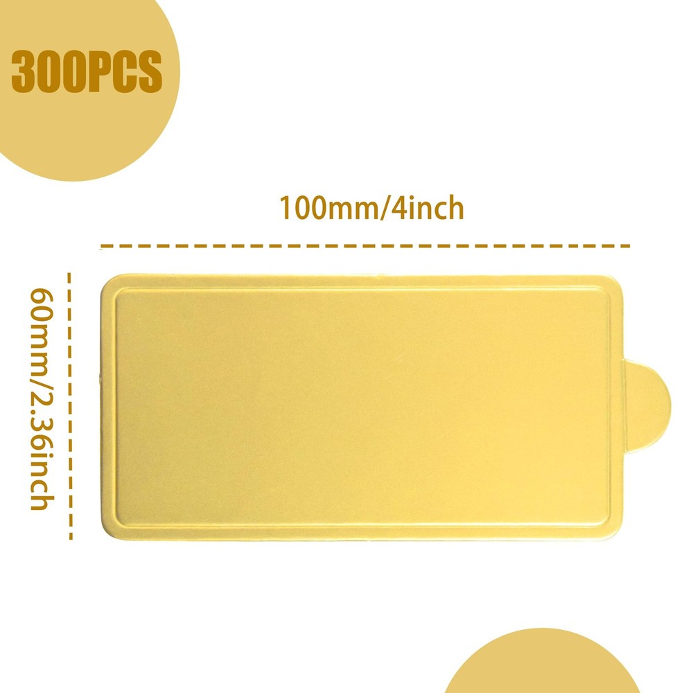 300 Pcs Rectangular Mini Cake Boards Gold Rectangle Cake Boards, Golden Mouss...