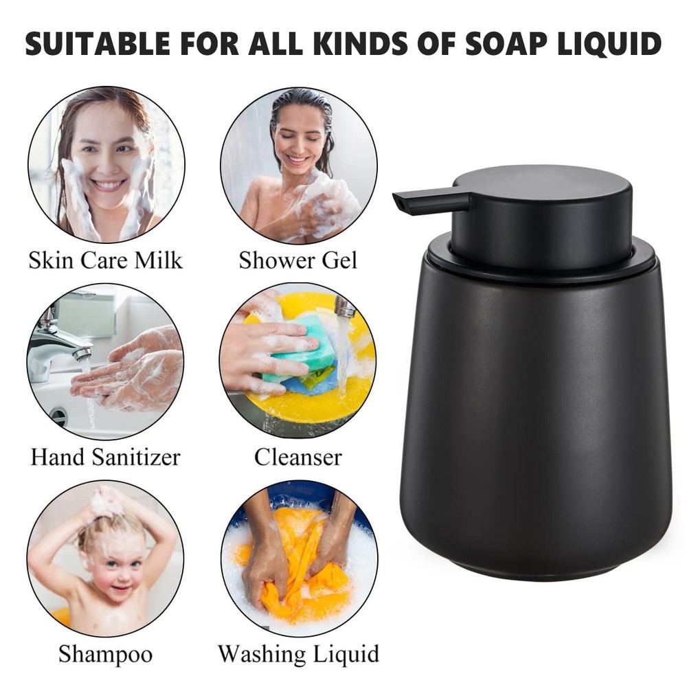 12Oz Hand Soap Dispenser Set - 2 Pack Ceramic Foam Soap Dispenser Set with Ea...