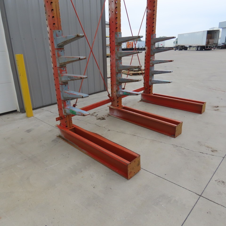 Interlake 16' Tall Single Sided 3-Post Cantilever Rack 101" W x 18" Deep 5-Tier