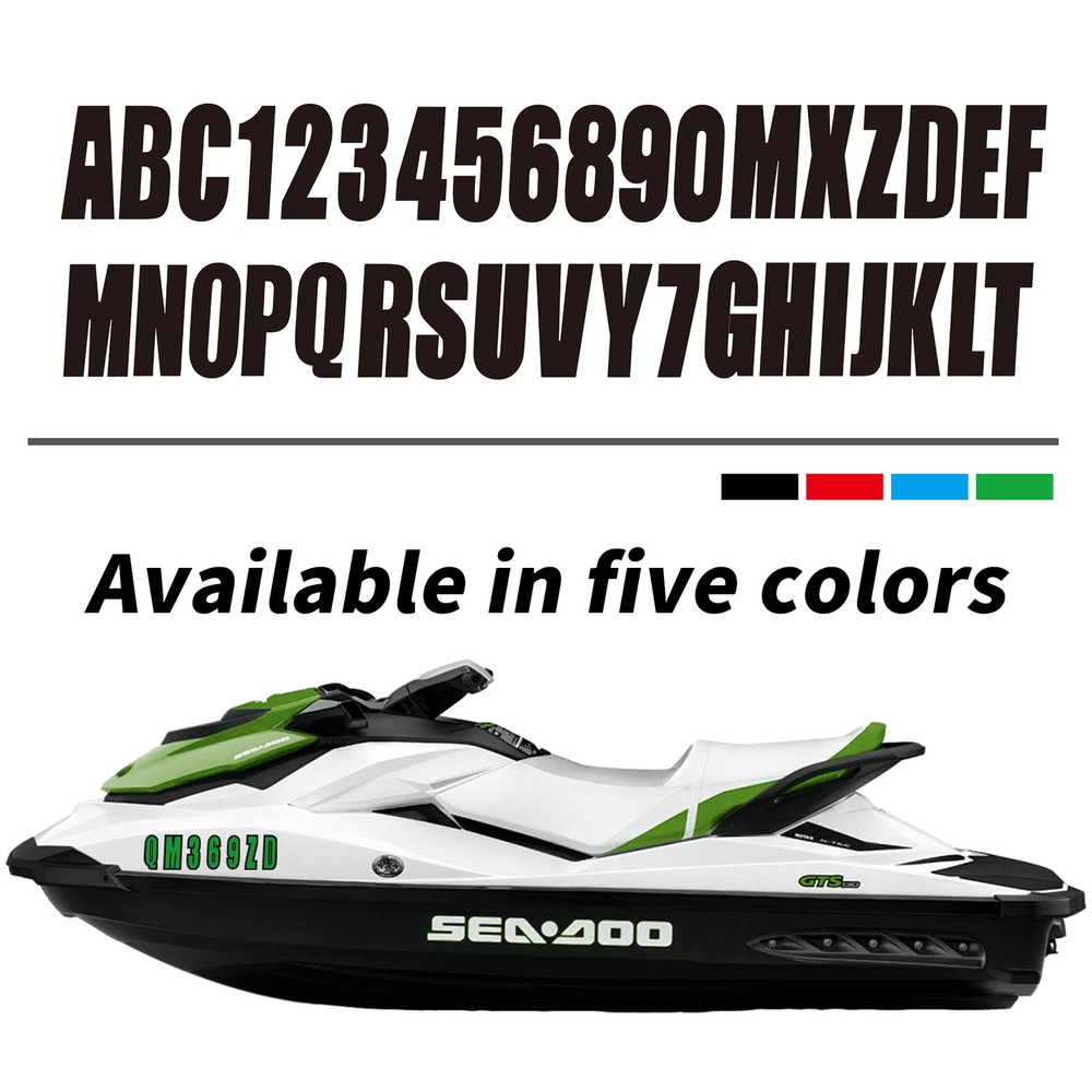 Black Alpha-Numeric Registration Identification Numbers Stickers Decals Boat 3"