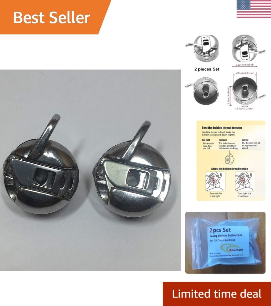 Lightweight Bobbin Case 2-Pack for 15 Class Sewing Machines - Easy to Use