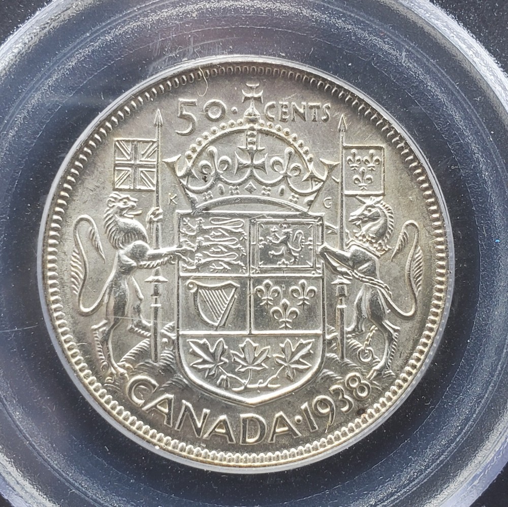 1938 Canada 50 Cent Silver Half Dollar PCGS AU55