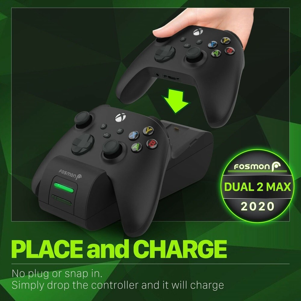 Fosmon for Xbox Series X S (2020) Controller Quick Charging Dock Stand Station