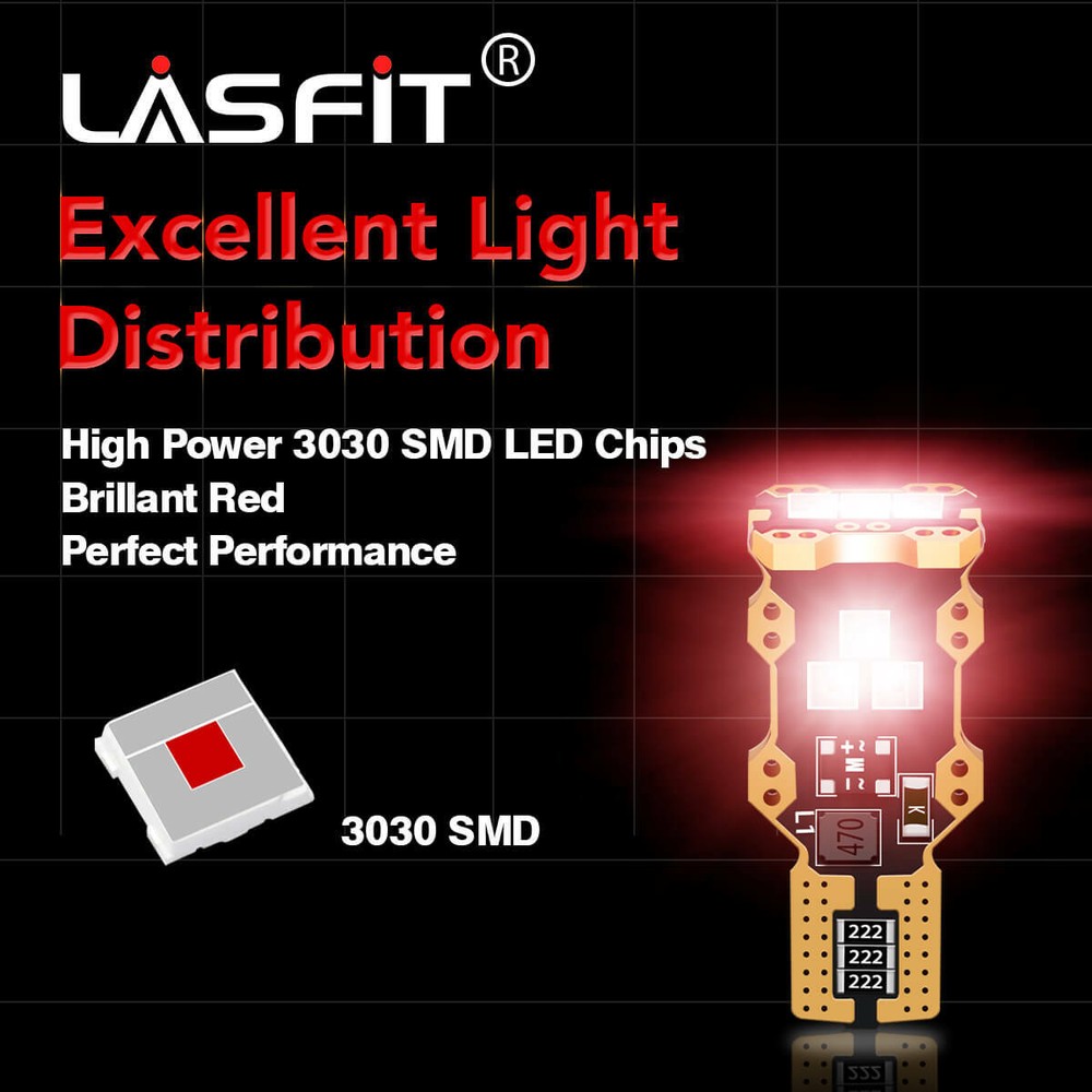 LASFIT 921 912 LED Third Brake Center High Mount Stop Light Bulbs Super Bright