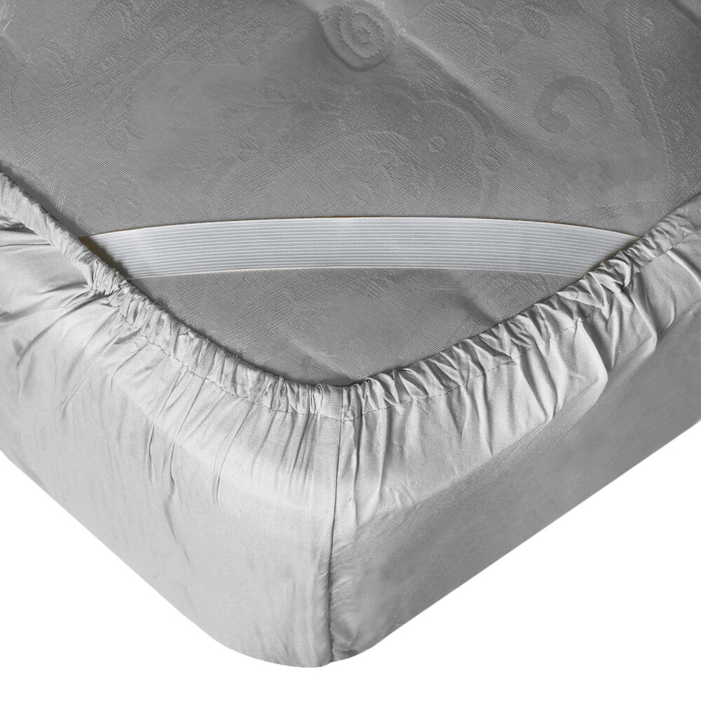 21” Extra Deep Pocket Ultra Soft Fitted Sheet with Corner Straps,Cal King-Silver