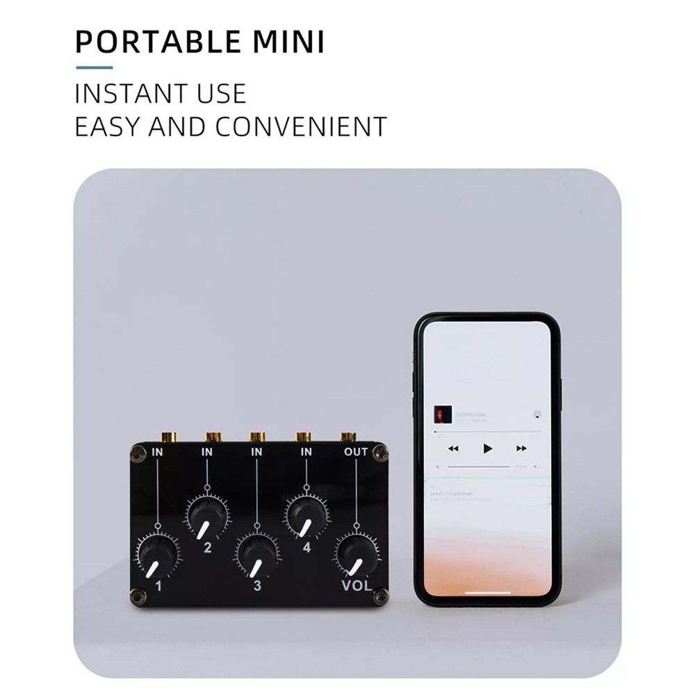 4 Channel 3.5mm Portable Stereo Audio Mixer With Multi-Device Compatibility