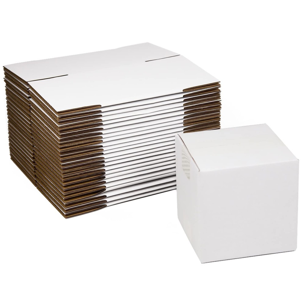 White Shipping Boxes 5x5x5 Inches Small Corrugated Cardboard Boxes, 25 Pack