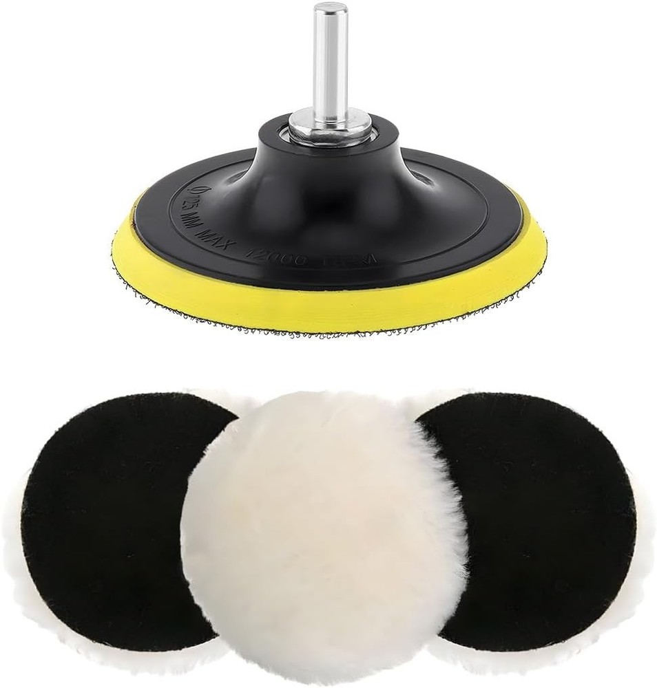 Polishing Buffing Pad, Buffing Wheel Pads with M10 Drill Rod Adapter, Hook & M
