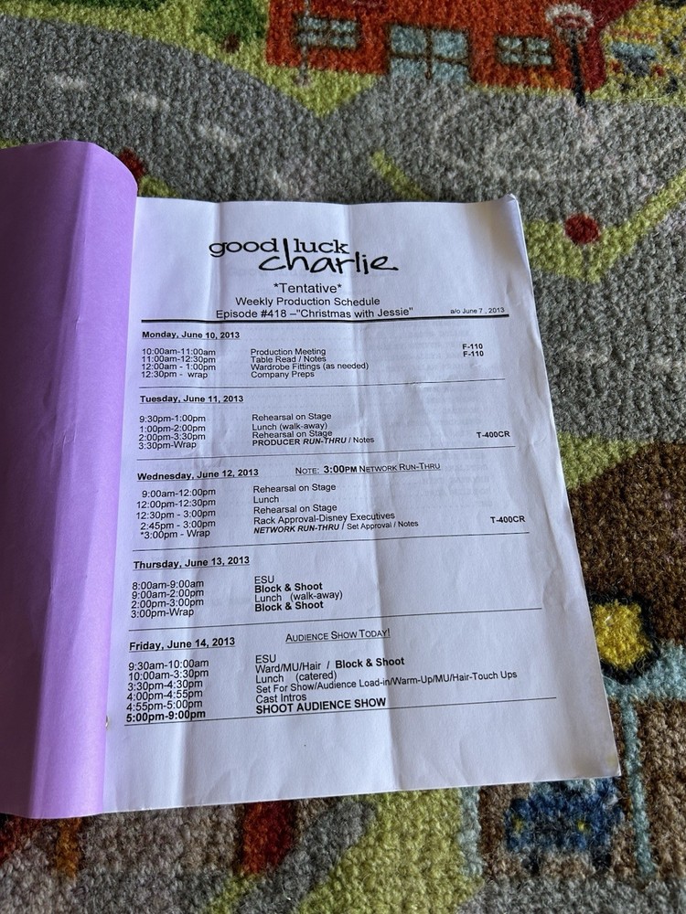 Good Luck Charlie / Jessie Crossover Shooting Draft Script Disney Channel 2013