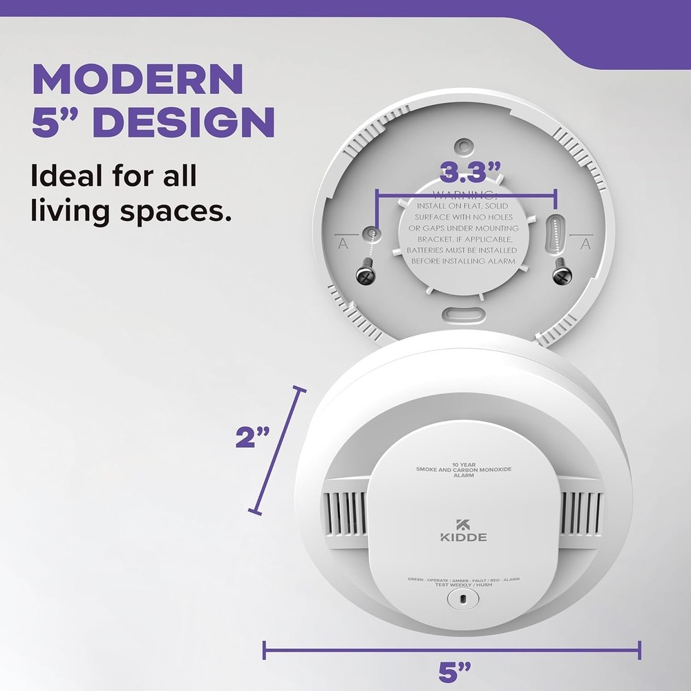 Kidde Smoke & Carbon Monoxide Detector, Voice Alerts,LED Warning Light Indicator