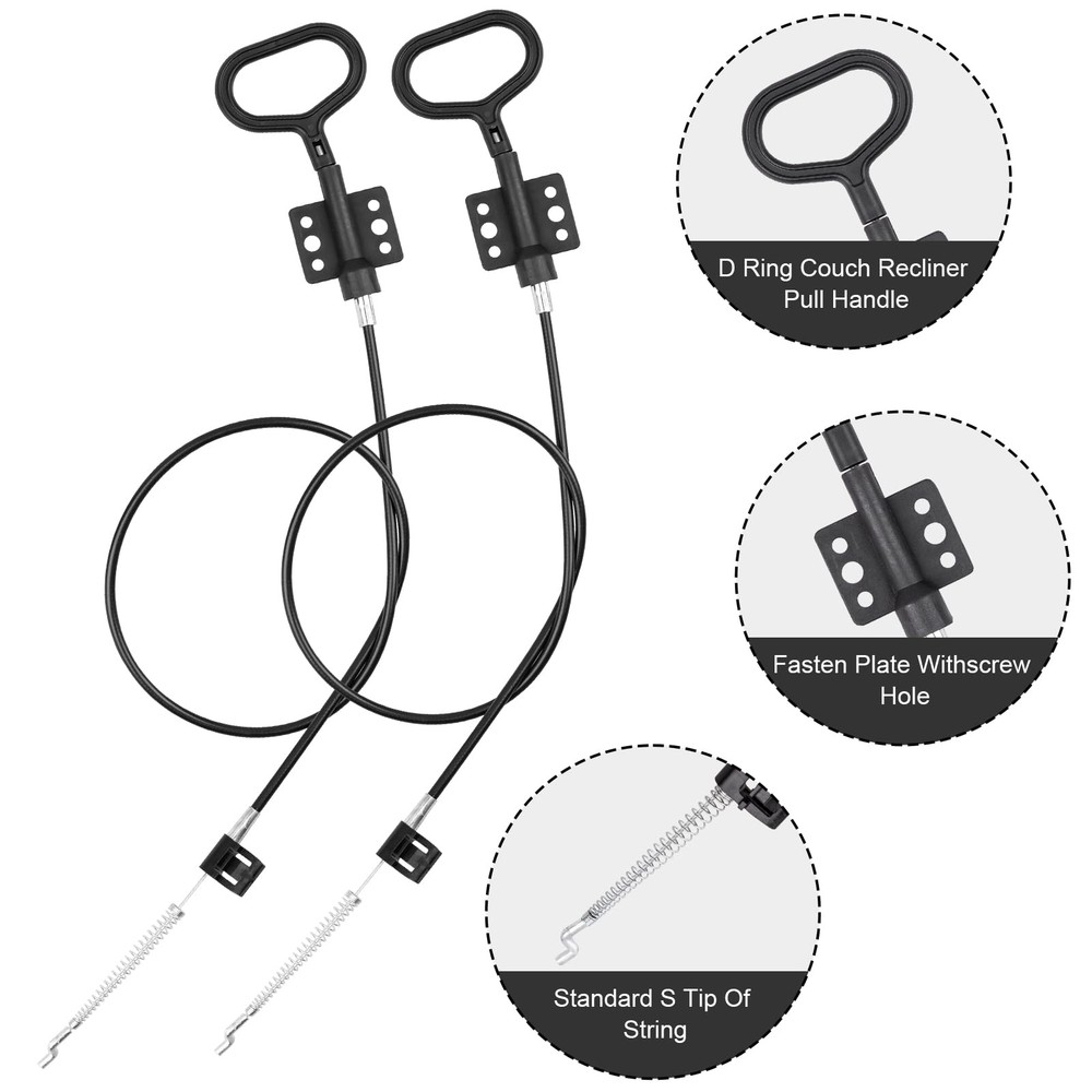 YEYETUO Sofa Recliner Cables, 2PCS Release Cables Replacement D Ring Pull Handle