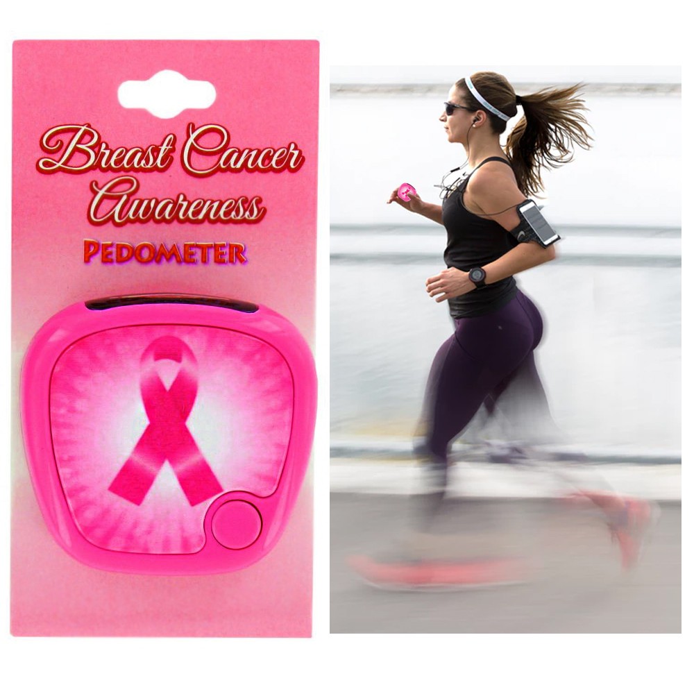 Breast Cancer Awareness Pedometer  Digital LCD Activity Tracker for Walking wit