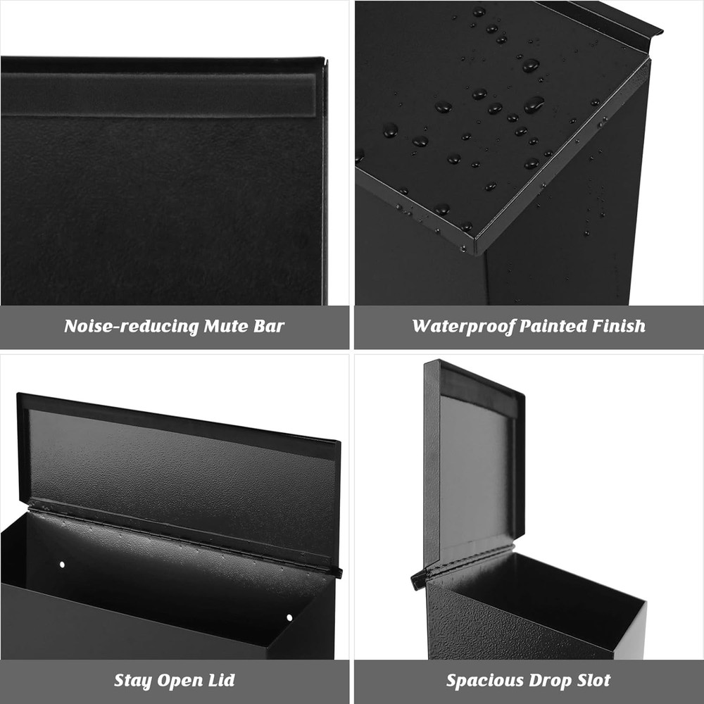 Wall-Mount Mailbox for House, Large Capacity Mail Box, Galvanized Steel Rust-...