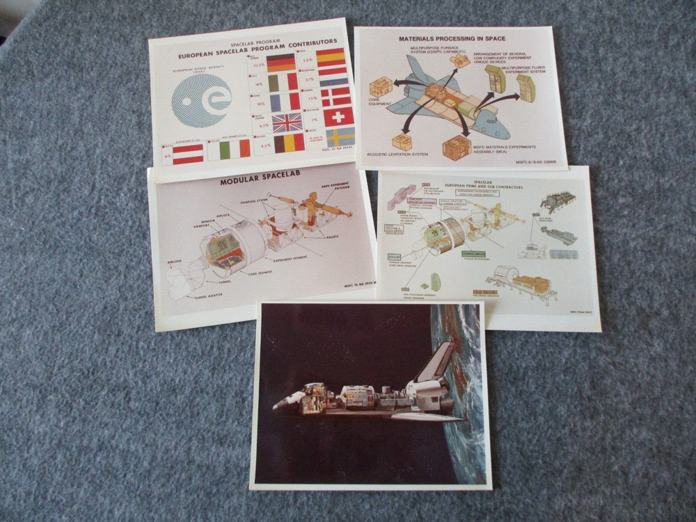 1975-78 NASA MSFC SPACE SHUTTLE SPACELAB ESA PROGRAM 1ST GEN CONCEPT PHOTOS (5)