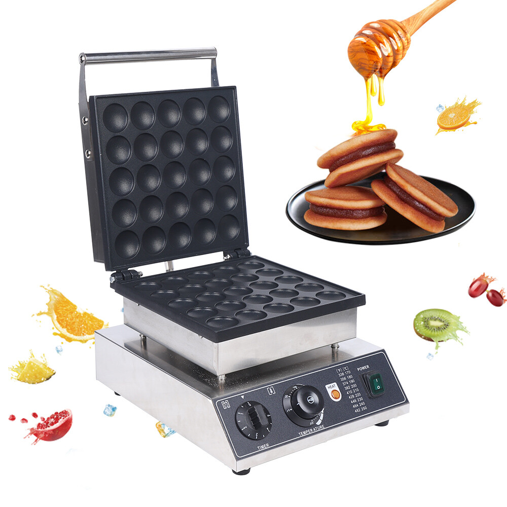 Mini Dutch Pancake Maker Poffertjes Machine for 25PCs Mini Round Pancakes