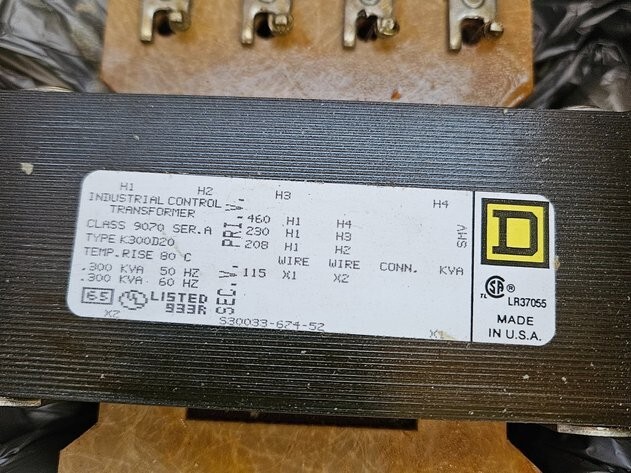 Square D Industrial Control Transformer 9070TF300D0