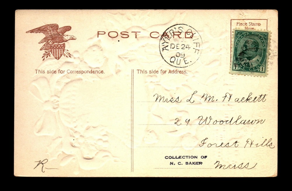 Canada 1909 Ayer's Cliff QC Crisp Cancel Card - L28377