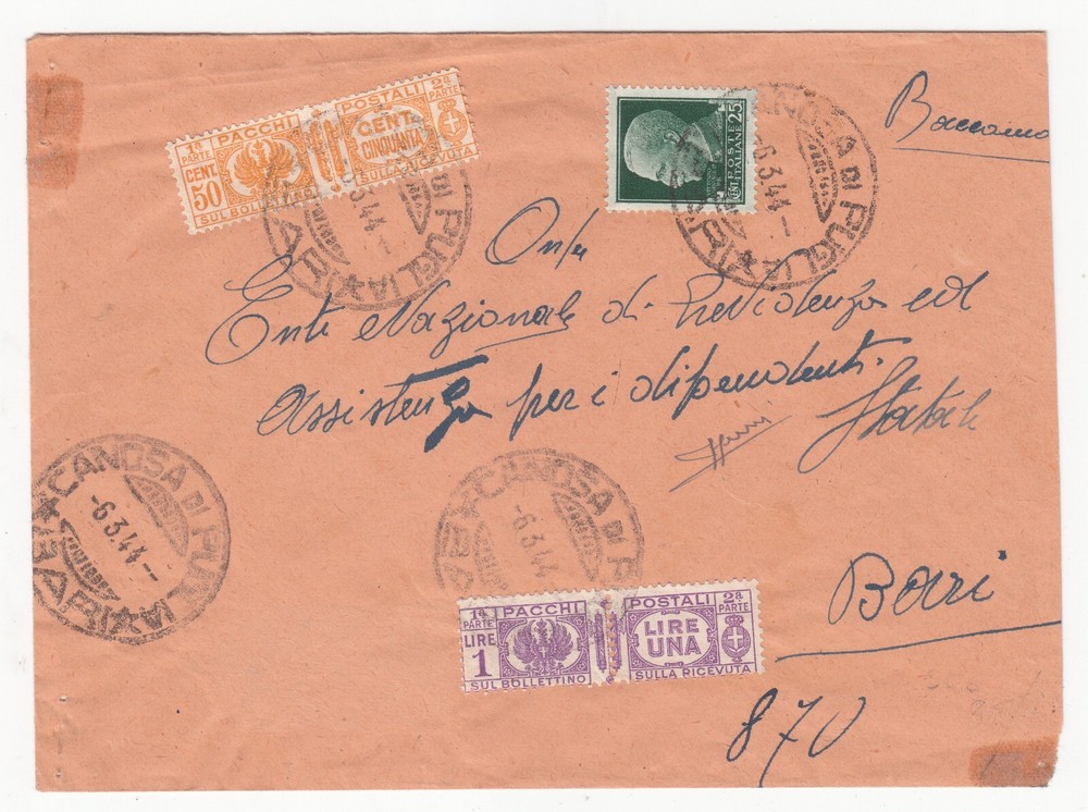 WW663-South Kingdom-Emergency Postage With Packages From Canosa