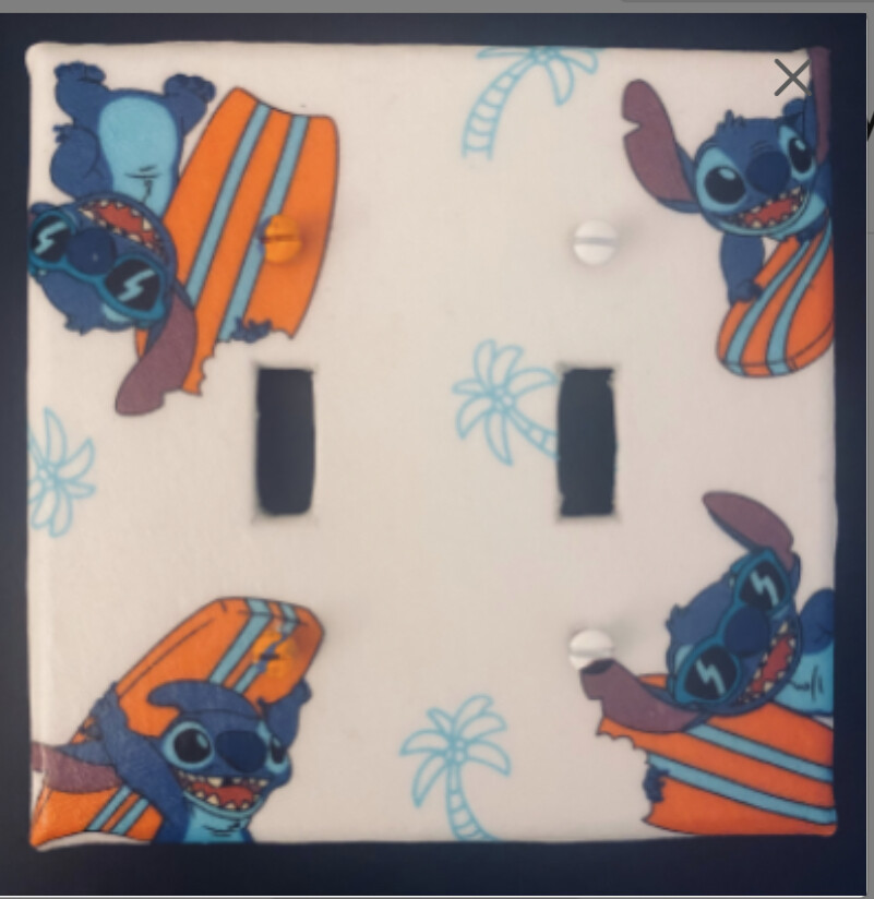 Assorted Lilo & Stitch Hawaiian Handmade Fabric Switch Plate Covers Set.