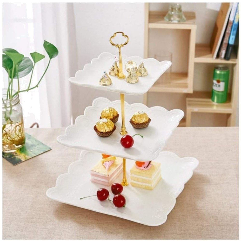 Elegant 3-Tier Porcelain Cupcake Stand