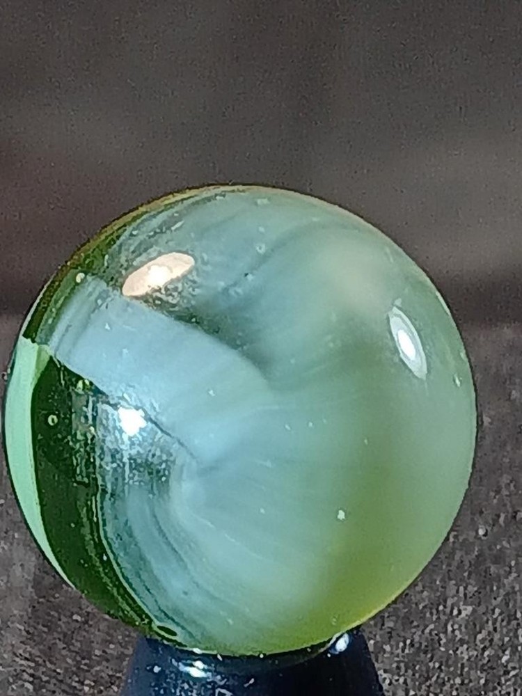 5/8" Master Light Sage Cloud White Brushed Patch on Clear Olive NM Marble A901