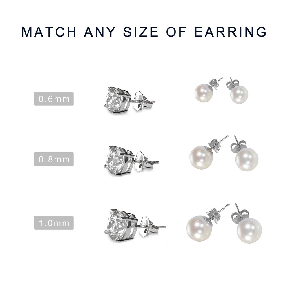 30Pcs/15 Pairs 925 Sterling Silver Earring Backs Replacement Secure Ear Locking