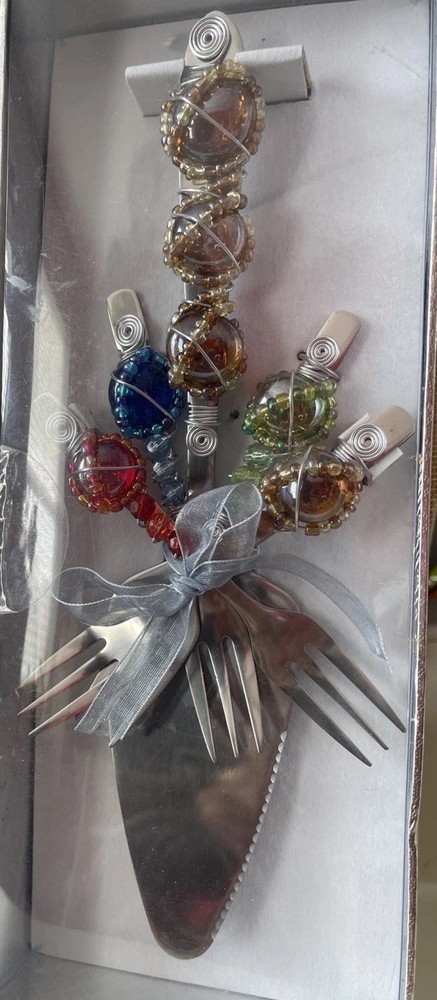 Beaded Wire-wrapped Serving Set WILD EYE DESIGNS 5-pc Multicolor Silver-tone Set