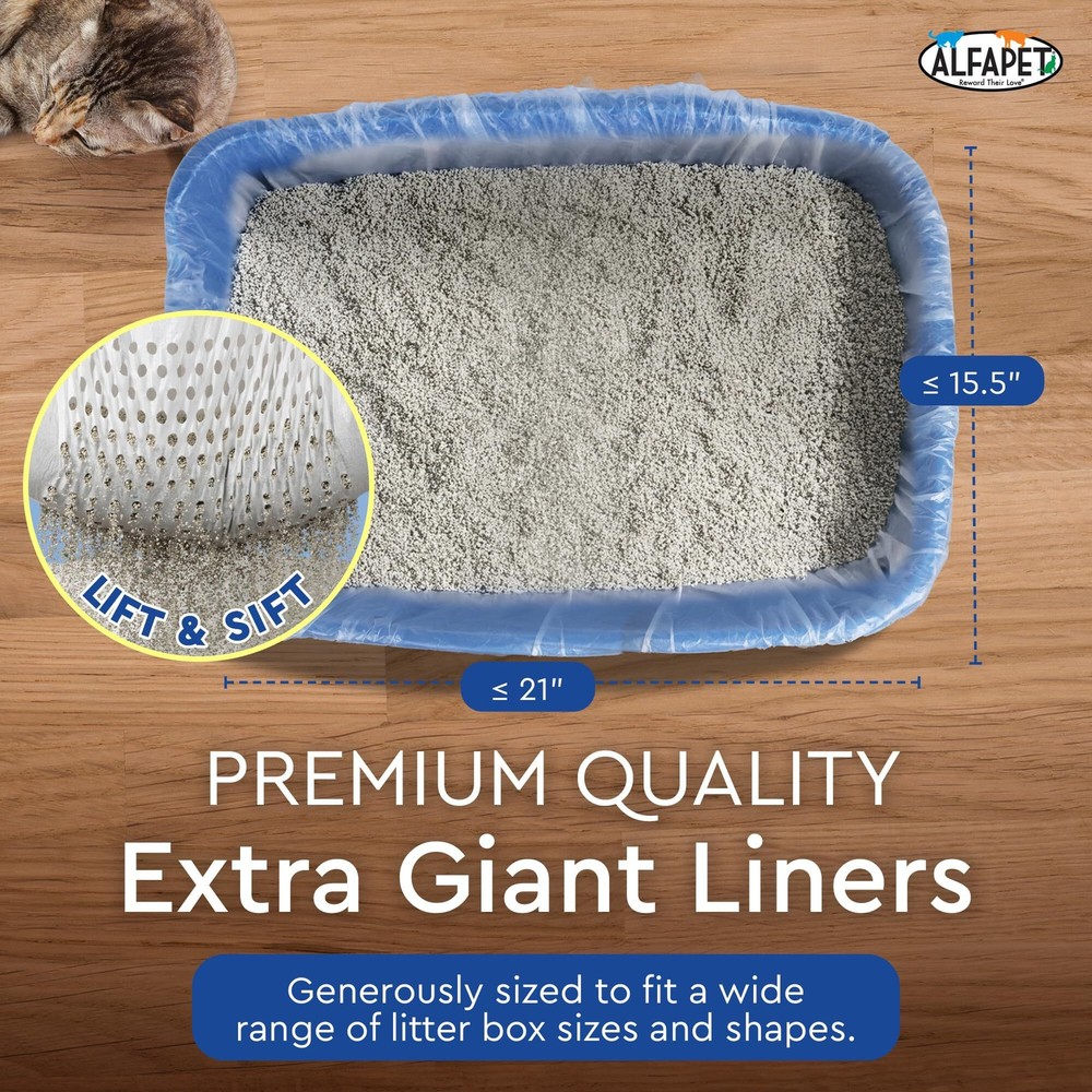Alfapet Kitty Cat Pan Disposable Sifting Liners- 10-Pack + 1 Transfer Liner-L...