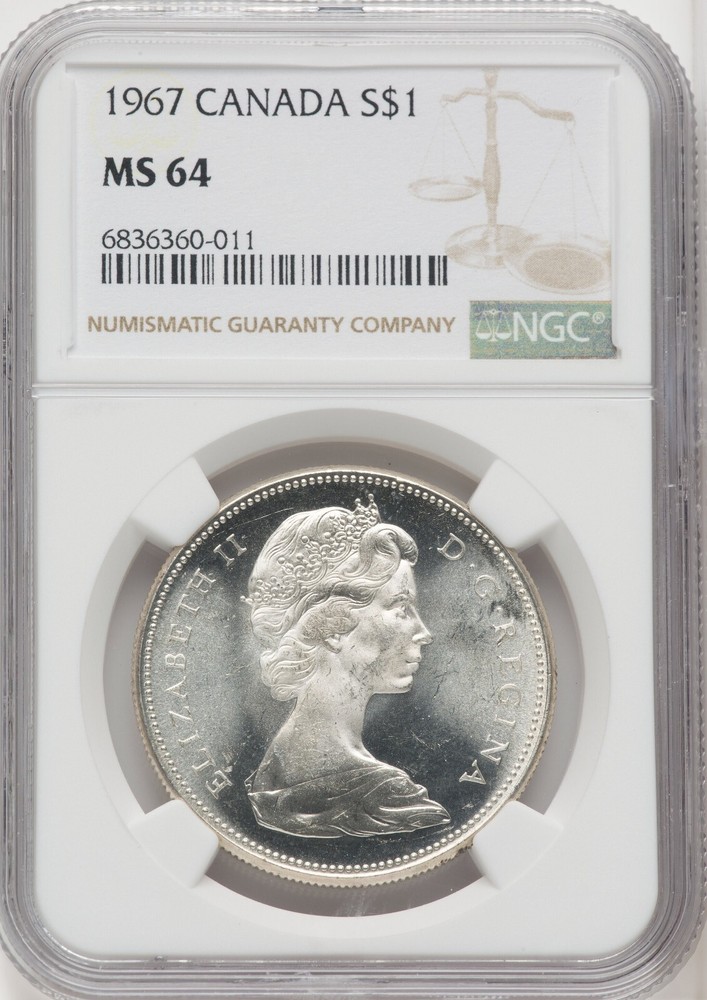 Canada 1967 Silver Dollar - NGC MS64 - Near Gem!