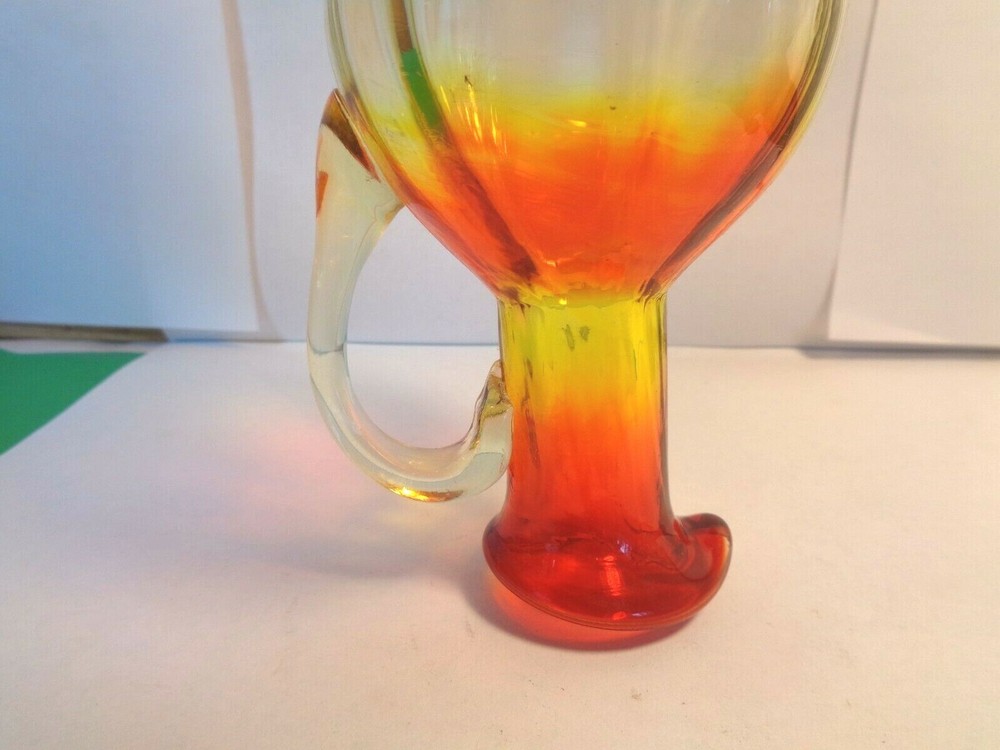 Studio Art Glass 5" Amberina Panel Optic Pitcher (Used/EUC)