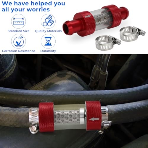 3/4" Universal Filter Inline Heater Core Coolant Filter Red