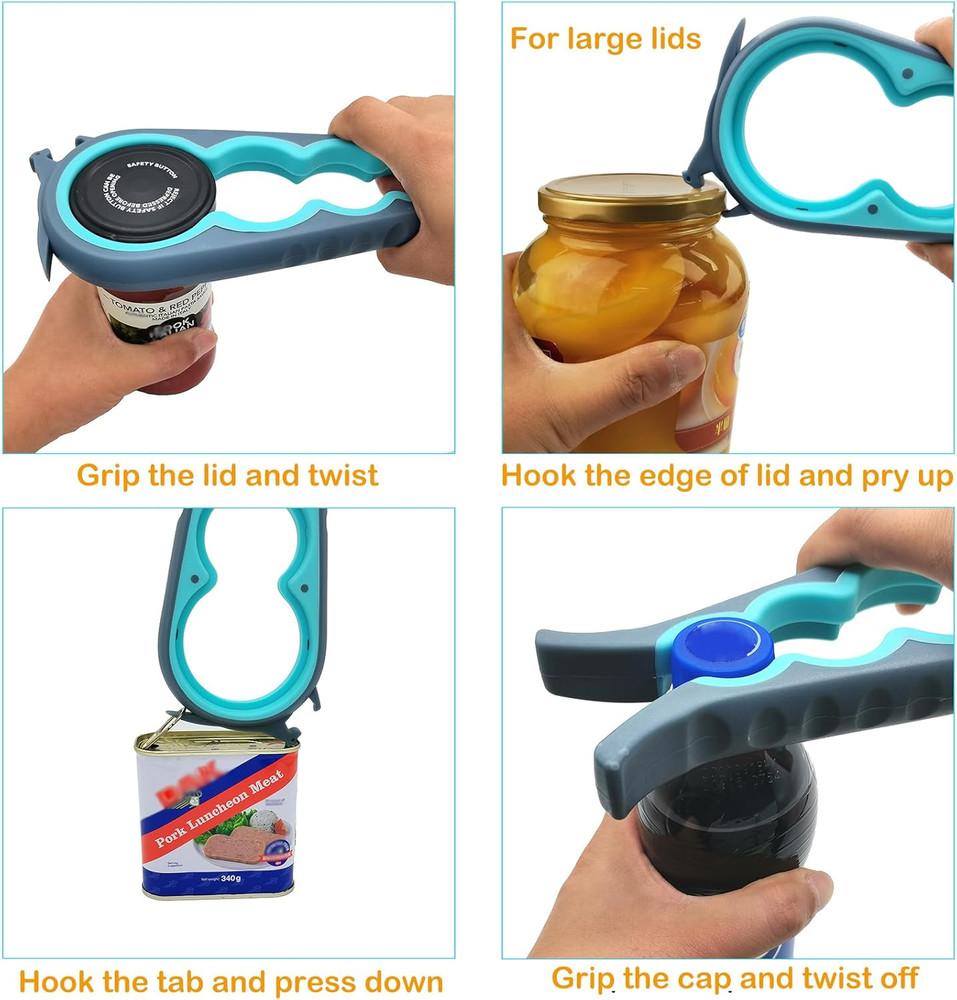 Jar Opener & Bottle Opener Set for Weak Hands - Multi-Function Kitchen Opener To