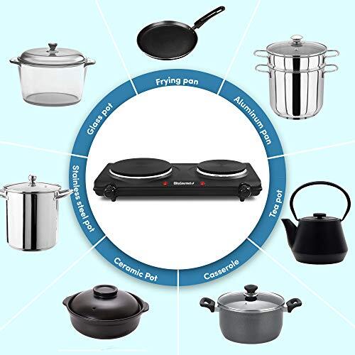 Elite Gourmet EDB-302BF Countertop Double Cast Iron Double, Black