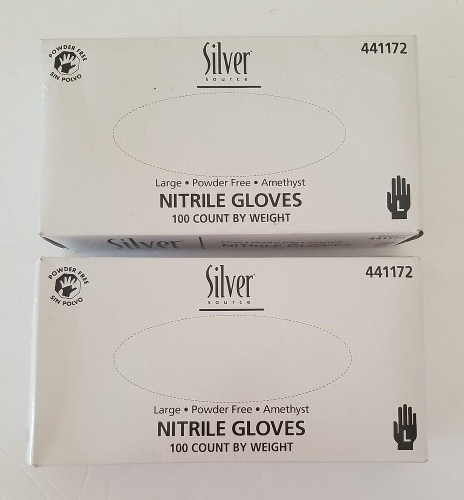 100 Silver Source Nitrile Disposable Gloves Restaurant Household Medium 2 Boxes