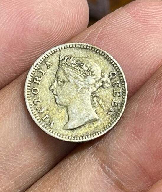 1900 Strait Settlements 5 Cents Silver Coin