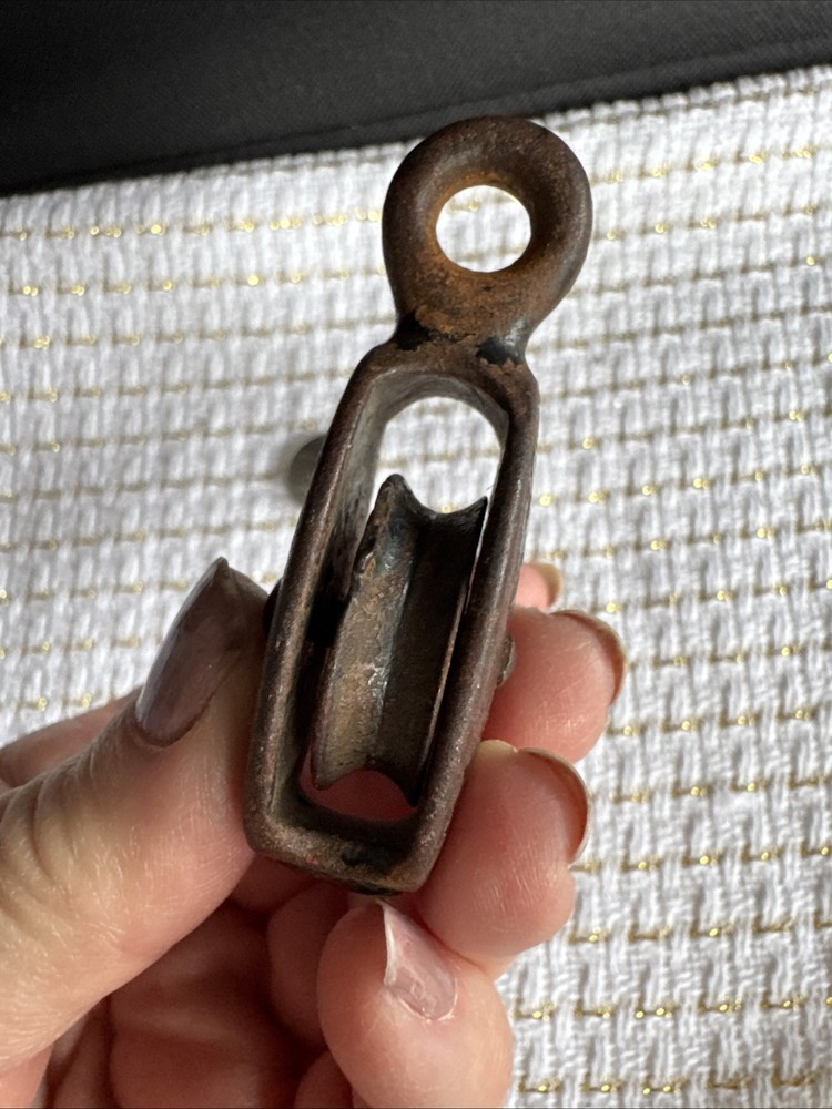Antique Block Pulley Small 2.5 Inches Rustic Cast Iron - Possible Flag Pole