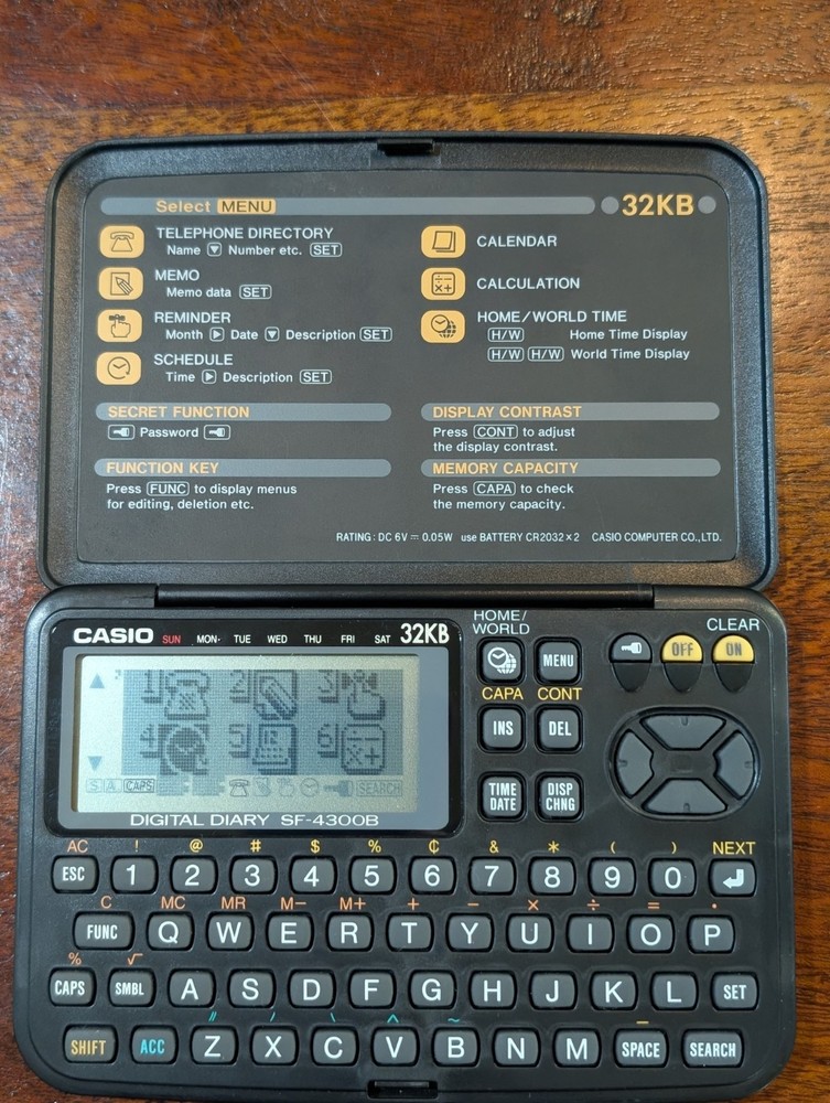 Casio Digital Diary SF-4300B 32KB Organizer Fully Functional Tested New Battery