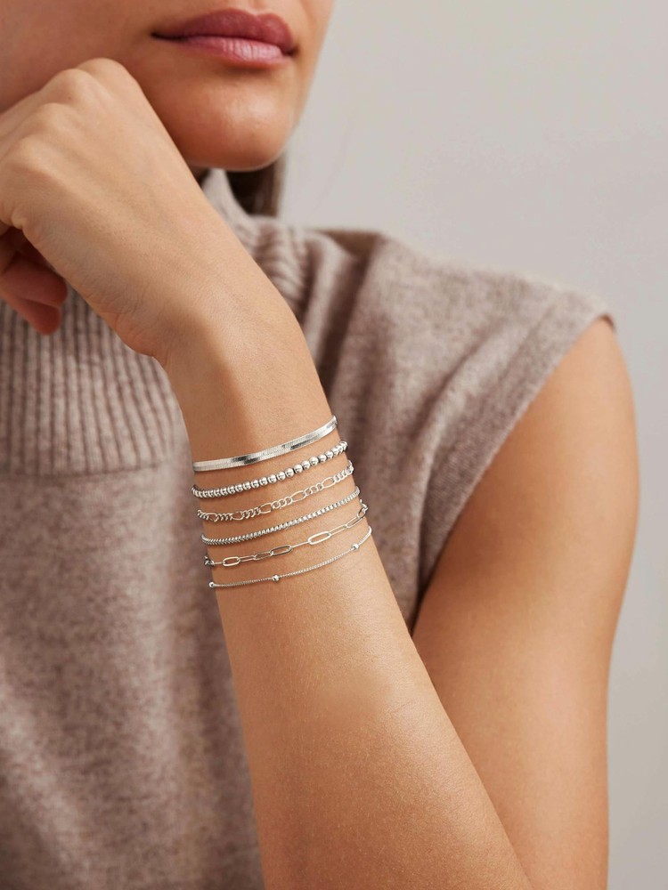 DEARMAY Dainty Silver Plated Bracelets Adjustable, 6Pcs A